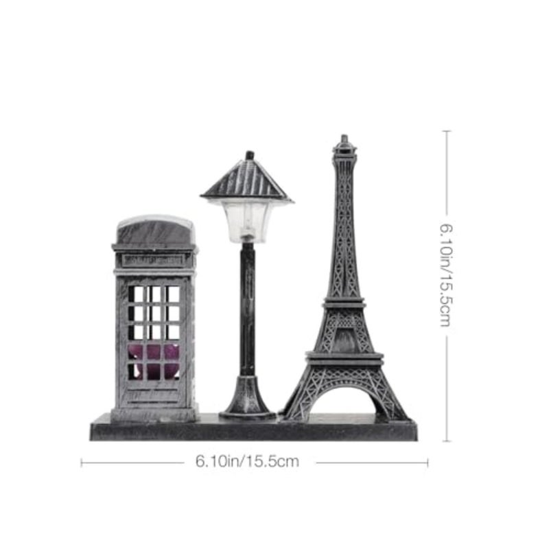Vintage Silver Eiffel Tower Street Lamp Night Light - Decorative Art Craft for Home and Office - Unique Desktop Accent Piece - Image 2