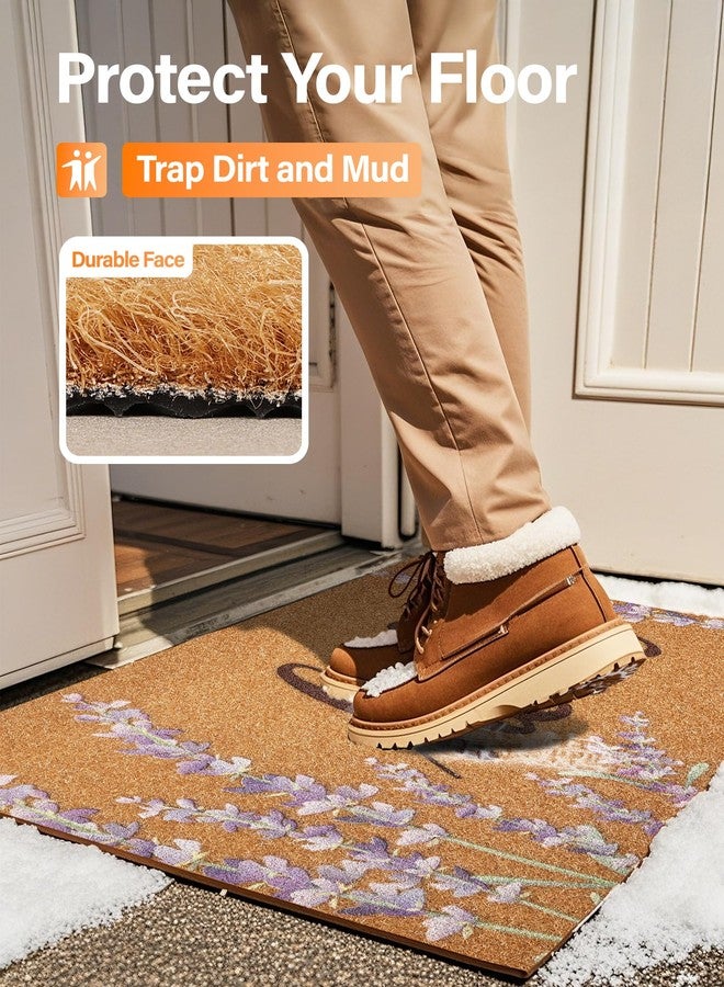 SAKSUN Door Mat Welcome Outdoor Mat: Artificial Coir Doormat for Outdoor Outside Indoor Entrance - Front Door Mat Non-Slip Backing Durable Fall Mat for Home Porch Entryway Floor (Hello Floral, 17"x 30") - Image 3
