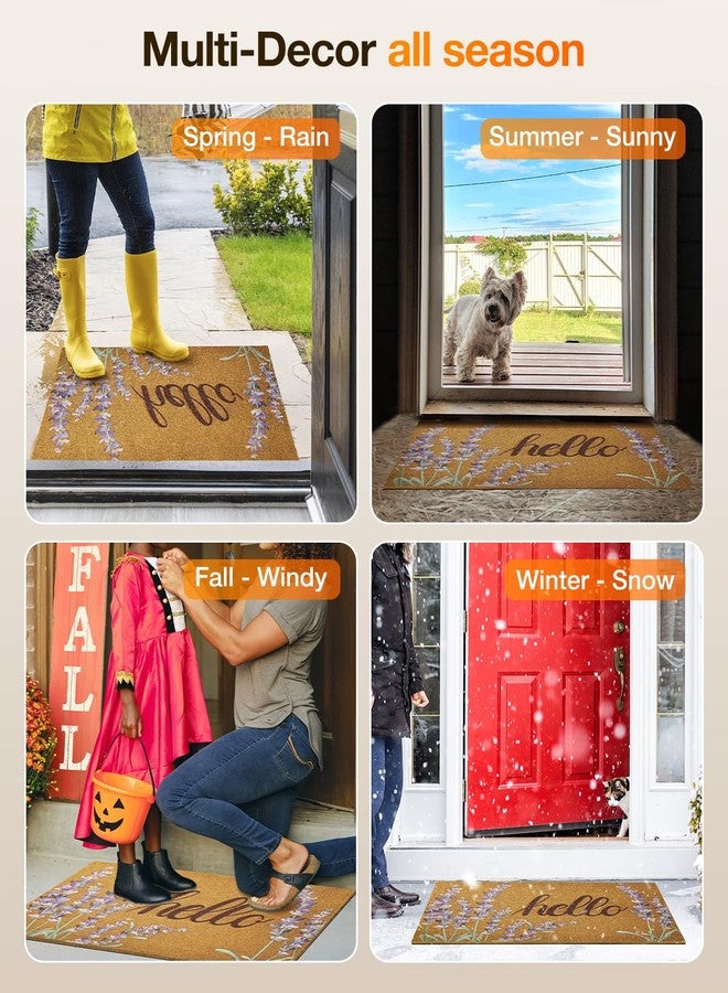 SAKSUN Door Mat Welcome Outdoor Mat: Artificial Coir Doormat for Outdoor Outside Indoor Entrance - Front Door Mat Non-Slip Backing Durable Fall Mat for Home Porch Entryway Floor (Hello Floral, 17"x 30") - Image 5