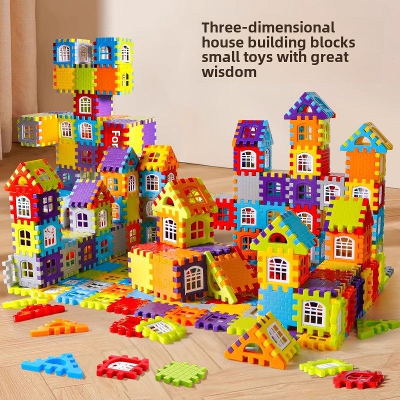 Children's building building blocks assembling toys educational large particle block wall window model puzzle 3-year-old 6-year-old female Boy(228 pieces of house building blocks) - Image 2