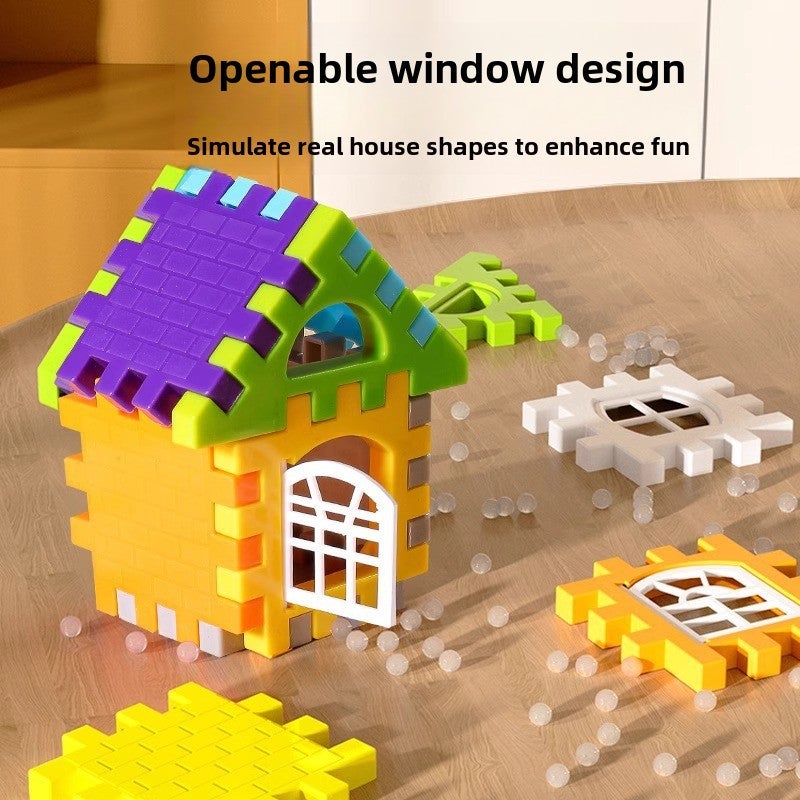Children's building building blocks assembling toys educational large particle block wall window model puzzle 3-year-old 6-year-old female Boy(228 pieces of house building blocks) - Image 5