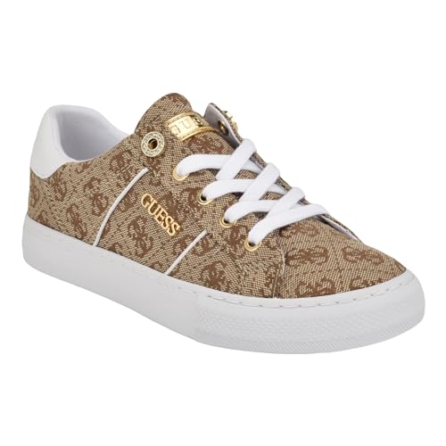 GUESS Women's Loven Sneaker, Medium Brown 219, 6 - Image 1