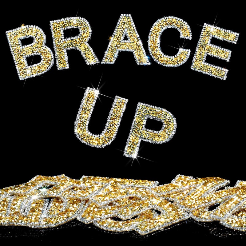 Locacrystal 34Pcs Rhinestone Letter Stickers Bling Glitter Alphabet AZ Letters SelfAdhesive Crystal Rhinestones Word Sticker Iron on Letters for Clothing Art Crafts DIY DecorsGoldWhite224 - Image 3