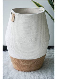 Goodpick Large Laundry Hamper Tall Wicker Hamper Laundry Basket Soft Cotton Rope Woven Hamper Farmhouse Design Graceful Curve Basket 70Cm Height  - Image 1