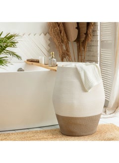 Goodpick Large Laundry Hamper Tall Wicker Hamper Laundry Basket Soft Cotton Rope Woven Hamper Farmhouse Design Graceful Curve Basket 70Cm Height  - Image 4