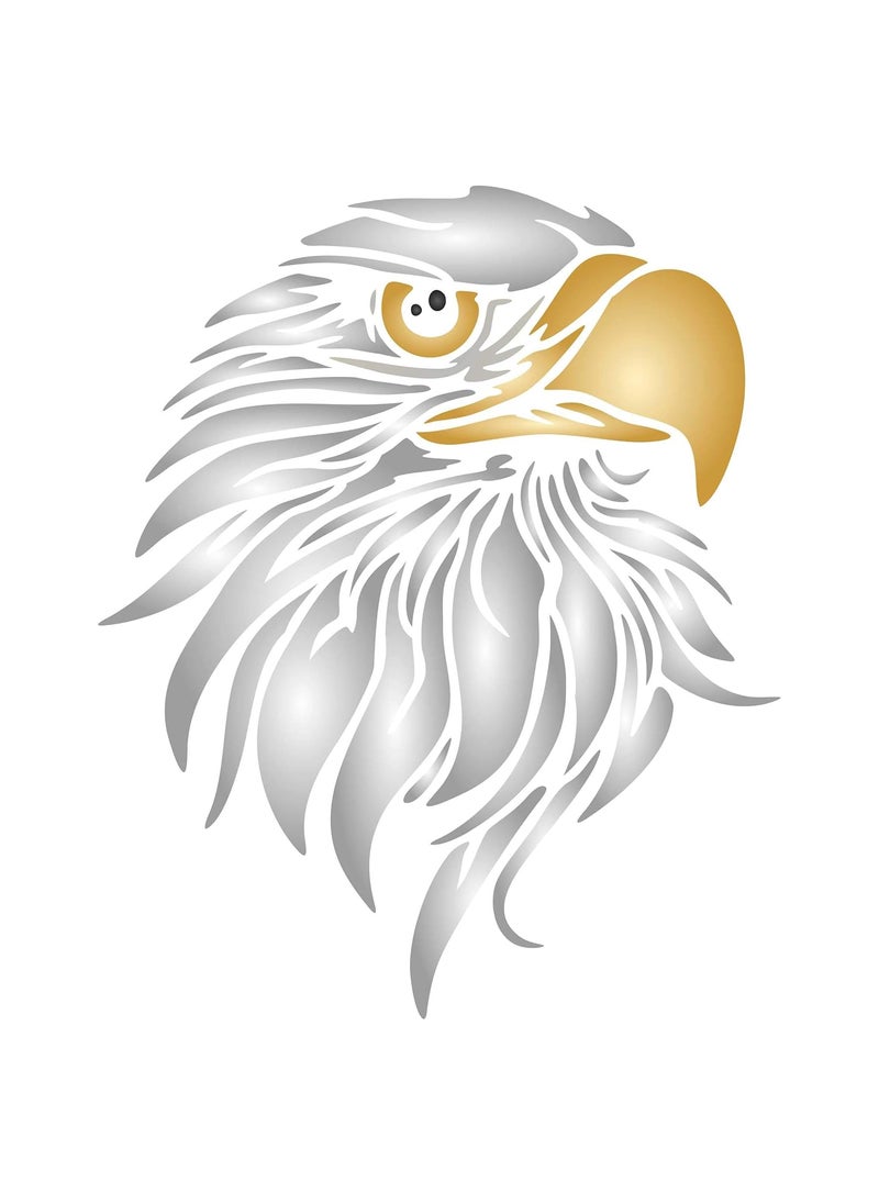 Usnyabni Eagle Head Stencil, 4.5 x 5.5 inch (S) - Decorative Bird Animal Wildlife Stencils by CRAFT KREATIVELY  - Image 1