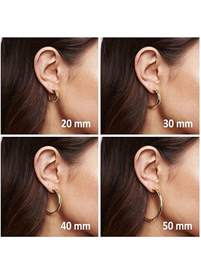 PAVOI 14K Gold Plated Lightweight Chunky Open Hoops for Women | Trendy Gold Hoop Earrings - Image 3