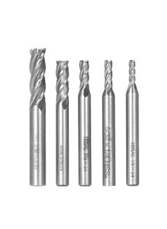 5PCS 4-Flute End Mill Bits High Speed Steel Milling Cutter Router Bits Rotary Bits Tool Straight Shank 6mm-8mm Double Edged Cutting Engraving Bits