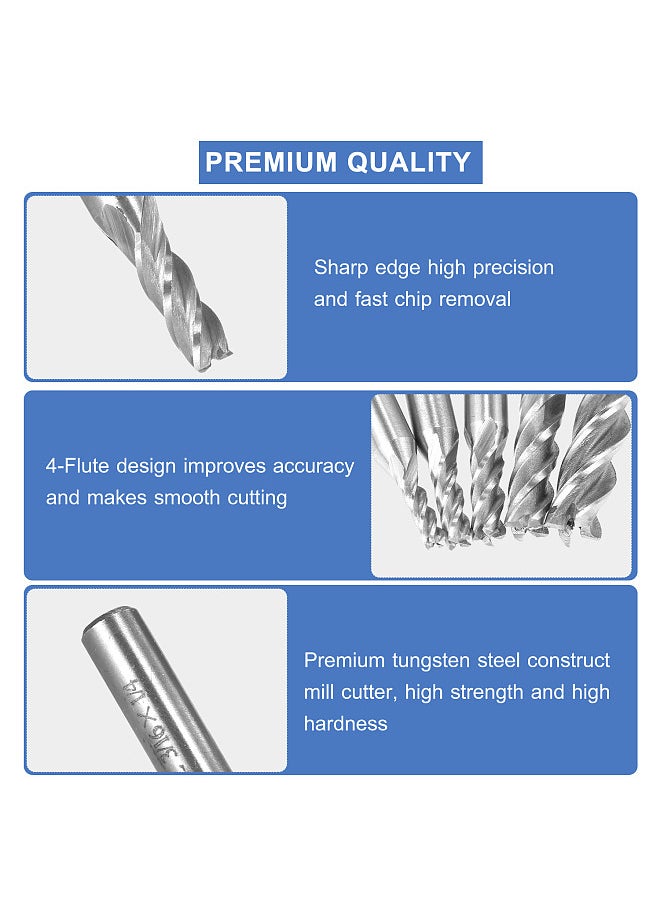 Generic - 5PCS 4-Flute End Mill Bits High Speed Steel Milling Cutter Router Bits Rotary Bits Tool Straight Shank 6mm-8mm Double Edged Cutting Engraving Bits - Image 1