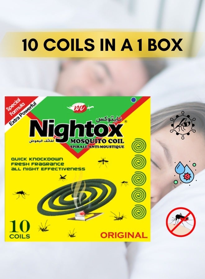 Nightox Mosquito Coil Yellow -  10 coils in 1 Box | Effective Mosquito Repellent for a Peaceful Night - Image 3
