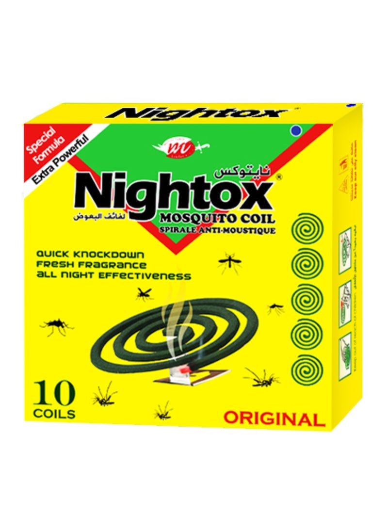 Nightox Mosquito Coil Yellow -  10 coils in 1 Box | Effective Mosquito Repellent for a Peaceful Night - Image 1