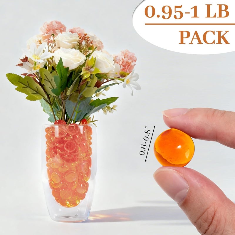 Foncomy Orange Flat Glass Marbles, 0.97 lb Vase Filler Pebbles Gems, Decorative Glass Beads for Vases, Crafts, Floral, Mancala Stones, Aquarium Rocks for Fish Tank, 0.6"-0.8" (Approx. 80-100 PCS) - Image 2