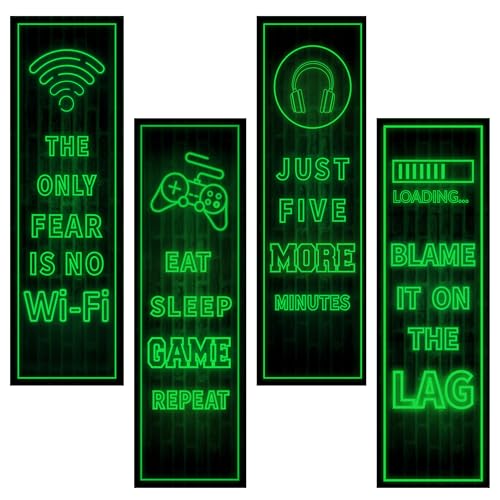Robmoda Eat Sleep Game Wall Decals Glow in The Dark Gamer Controller Stickers Decor for Boy Bedroom Joystick Video Gaming Kids Playroom Nursery Decoration Green - Image 1