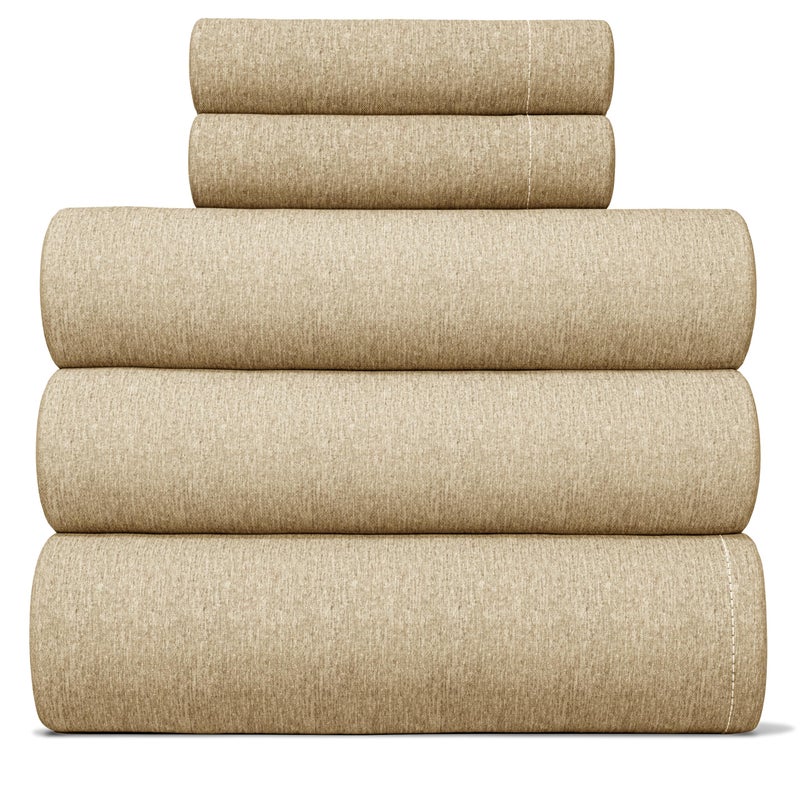 CGK Unlimited Split King Size 5 Piece Sheet Set  Comfy Breathable  Cooling Bed Sheets Set  Hotel Luxury Bedding for Women Men Kids Teens Boys  Girls  Deep Pockets  Wrinkle Free  Beige Heathered Sheets