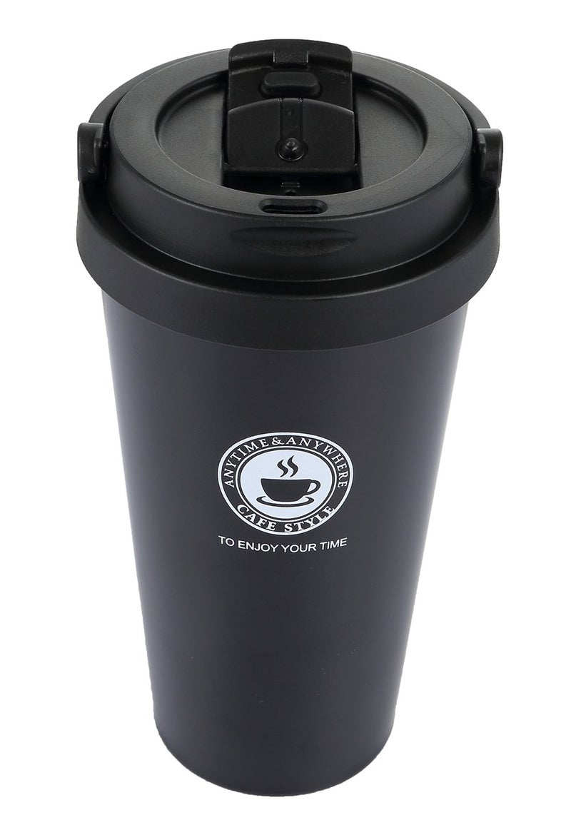 Jufay 188 Stainless Steel Double Wall Vacuum Insulated Travel Coffee Mug with HandlePortable Thermal CupWide Mouth Tumbler with Leak Proof Lid17ozBlack - Image 2
