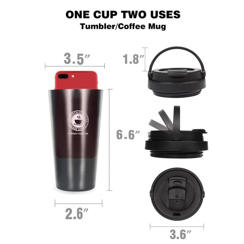 Jufay 188 Stainless Steel Double Wall Vacuum Insulated Travel Coffee Mug with HandlePortable Thermal CupWide Mouth Tumbler with Leak Proof Lid17ozBlack - Image 3