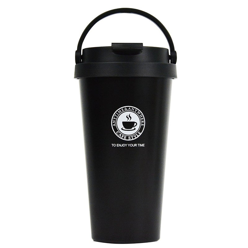 Jufay 188 Stainless Steel Double Wall Vacuum Insulated Travel Coffee Mug with HandlePortable Thermal CupWide Mouth Tumbler with Leak Proof Lid17ozBlack - Image 1