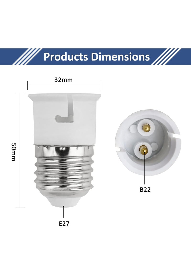 Lezonic - E27 to B22 Socket Converter, Screw to Bayonet Bulb Socket Adapter, ES to BC Lamp Base Adapter, Max Wattage 60W, Voltage 0-250V, for LED, Incandescent, CFL Bulbs, 4 Pack - Image 1