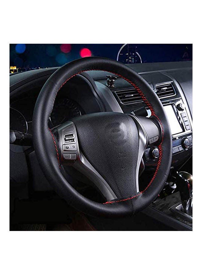 Diy Steering Wheel Covers Fiber Leather Braid On The Steering Wheel Of Car With Needle And Thread Interior Accessories