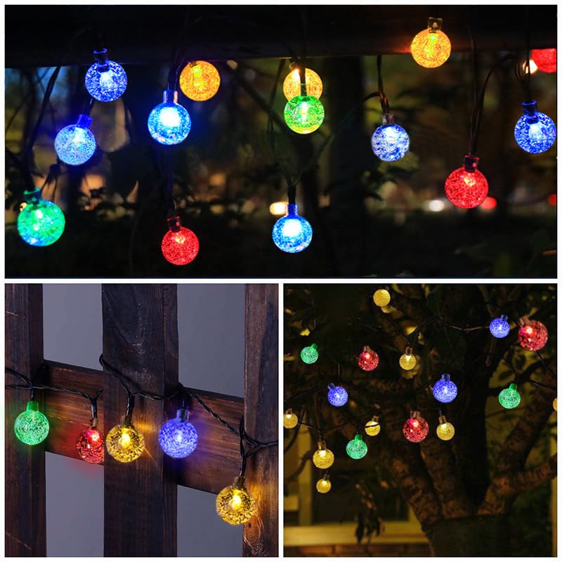 MINGGUANG Solar String Lights Outdoor Waterproof 2 Pack 120 LED 72FT Crystal Globe Lights with 8 Modes for Garden, Lawn, Gazebo, Porch Decor Outdoor Solar String Lights Patio Lights Multi Color - Image 5