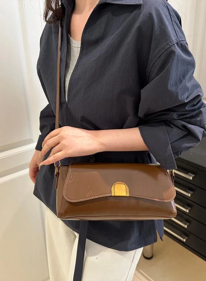 تايك تو Brown Faux Leather Crossbody Bag