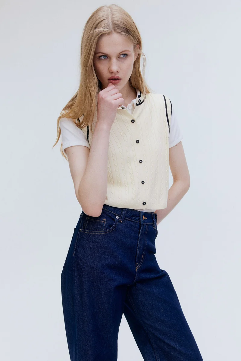 H&M Cable-knit button-front sweater vest