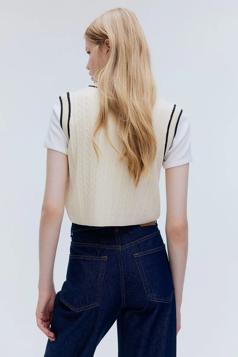 H&M Cable-knit button-front sweater vest