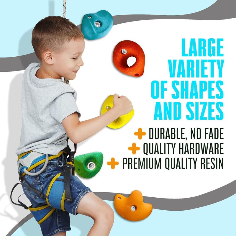 White Tech Rock Climbing Holds (12 Pack) for Kids, AdultI ndoor Outdoor Rock Climbing Holds for Kids, Premium Colourful Climbing Hold Set for Tree House/Gym/Home/Playground DIY Climbing Wall - Image 2