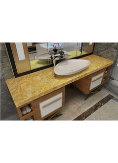 WISDOM ™ Countertop Peel And Stick Marble Contact Paper For Countertops Vinyl Waterproof Self Adhesive Countertop Contact Paper Marble Wallpaper (Yellow Marble Wallpaper 30X152Cm)  - Image 3