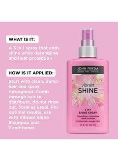 John Frieda John Frieda Vibrant Shine 3 in 1 Spray, Boosts Shine, Detangles Hair, and Heat Protects, Infused with Rosehip Oil to Boost Shine for Radiant, Glossy Hair Across All Shades, Styles, & Textures, 5 Oz  - Image 5