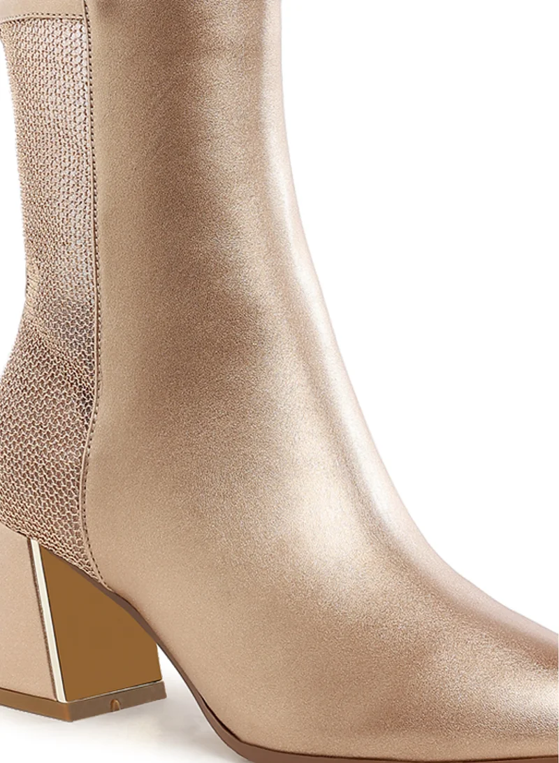 London Rag Mesh Detail Pointy Ankle Boot in Gold