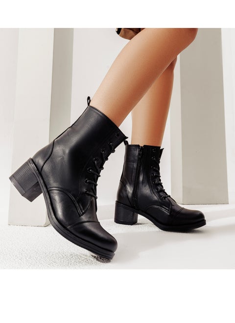 Ankle Boot Leather With Rope E-26 - Black