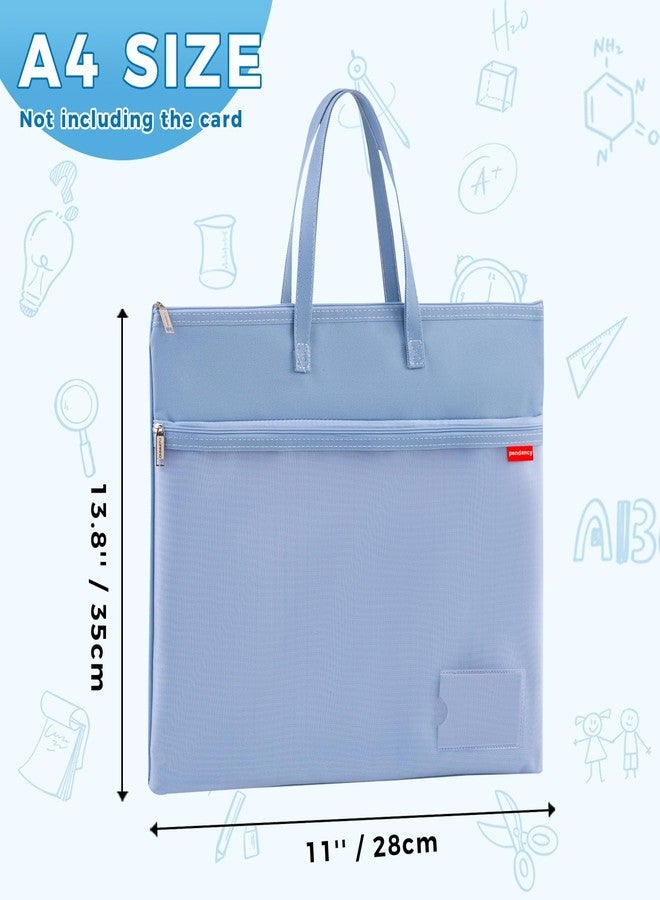 pendancy Mesh Zipper Pouch A4 Size, Large Double Pocket Waterproof File Bag with Handle, 11x13.8 in Foldable Document Storage for Puzzle Project/Cross Stitch/Travel/Office（Advanced Blue） - Image 2