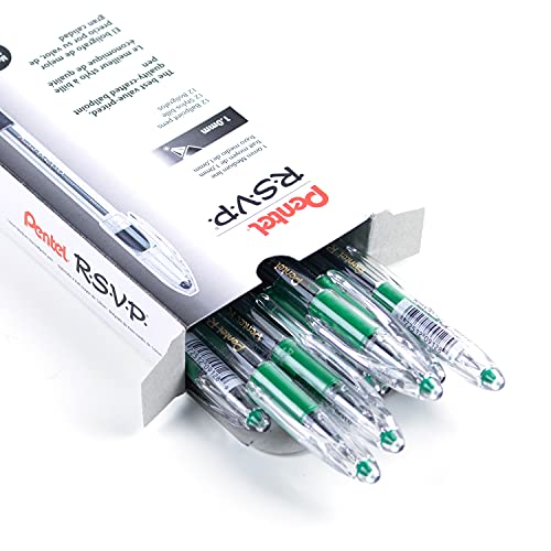 Pentel of America, Ltd BK91D Ballpoint Pen, Medium Point, Green Ink/Clear Barrel - Image 2
