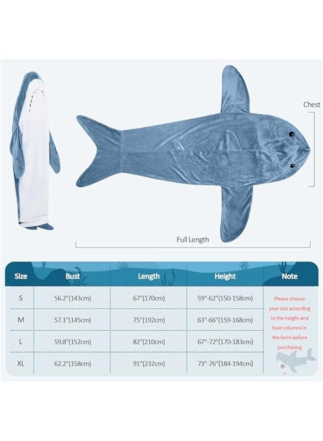 Cozy Shark Costume Hooded Blanket for Adults  Kids - Flannel Sleeping Bag Onesie - Image 5