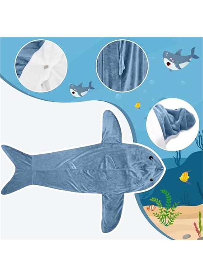 Cozy Shark Costume Hooded Blanket for Adults  Kids - Flannel Sleeping Bag Onesie - Image 4
