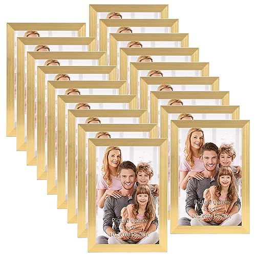 WIFTREY 4x6 Picture Frame Gold, 4 x 6 Photo Frames Bulk for Wall Hanging or Tabletop Display, 18 Pack - Image 1