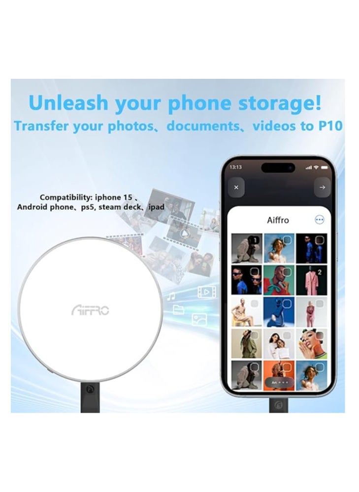 Aiffro - Aiffro P10 Magnetic PSSD，for iPhone MagSafe Portable SSD, Upto 2000MB/s-Type-C, SM2320，USB 3.2 Gen 2x2 20Gbps, Connectivity, Updated Firmware - Portable Magnetic External Solid State Solution. (Blue, 2, TB) - Image 1