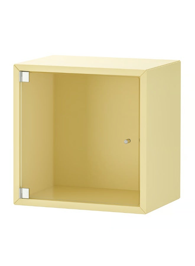 Wall Cabinet with Glass Door – Pale Yellow, 35×25×35 cm | Modern Storage Cabinet for Home, Kitchen & Office - Image 1