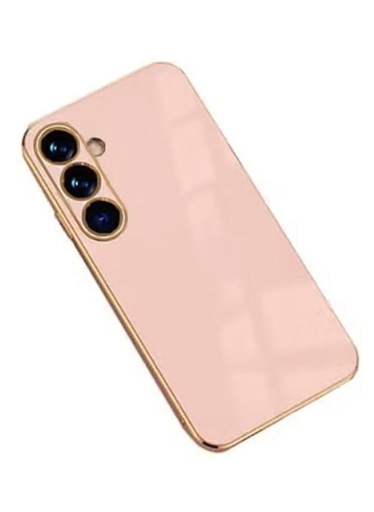 Generic Gold Chrome Plated Soft Case for Samsung A55 Shockproof Full Protection Slim Soft Cover (Pink)  - Image 1
