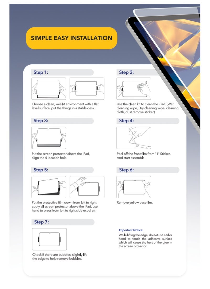 Remson Remson Prime Shield Diamond Cut Edge HD Crystal Clear Tempered Glass Scratch Resistant 5x Stronger with Easy Installation Tool Kit Designed for iPad Air 11 2024  - Image 5
