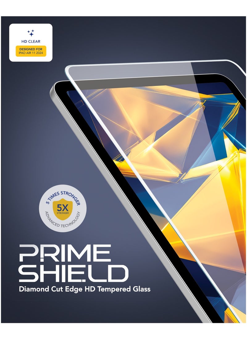 Remson Prime Shield Diamond Cut Edge HD Crystal Clear Tempered Glass Scratch Resistant 5x Stronger with Easy Installation Tool Kit Designed for iPad Air 11 2024