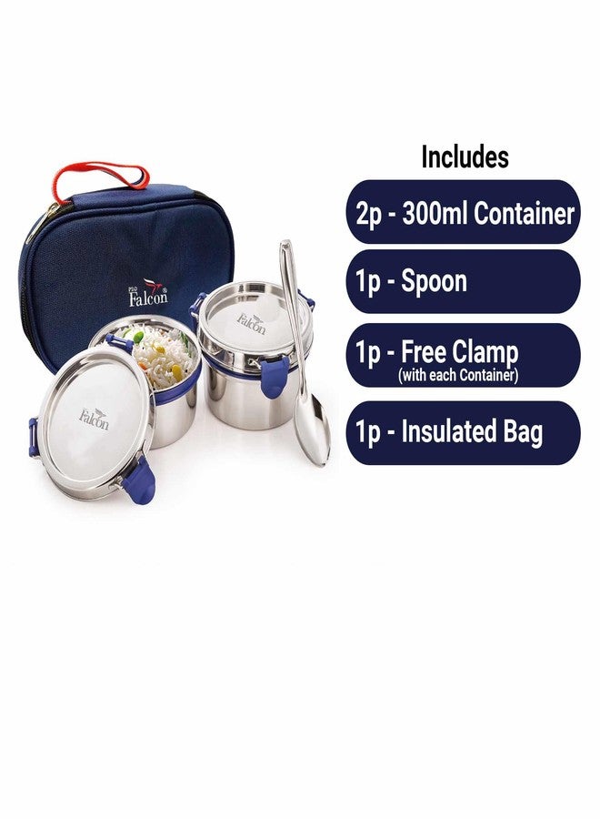 PDDFALCON Stainless Steel EcoNxt Lunch Box Set of 2 with Insulated Bag, BIS Certified, Jindal Seal & Made in India Lunch Box (Navy Blue - 600ml) - Image 3