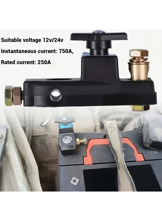 12 24V Car Battery Isolator Switch 750A Instant Cut Brass Terminals Black Plastic Housing Suitable for Cars Trucks RVs Boats Automotive Power Isolation Safety Terminal Switch - Image 3