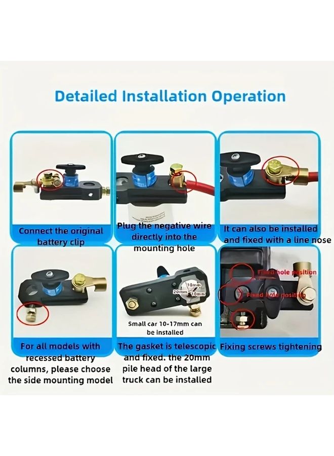 12 24V Car Battery Isolator Switch 750A Instant Cut Brass Terminals Black Plastic Housing Suitable for Cars Trucks RVs Boats Automotive Power Isolation Safety Terminal Switch - Image 5
