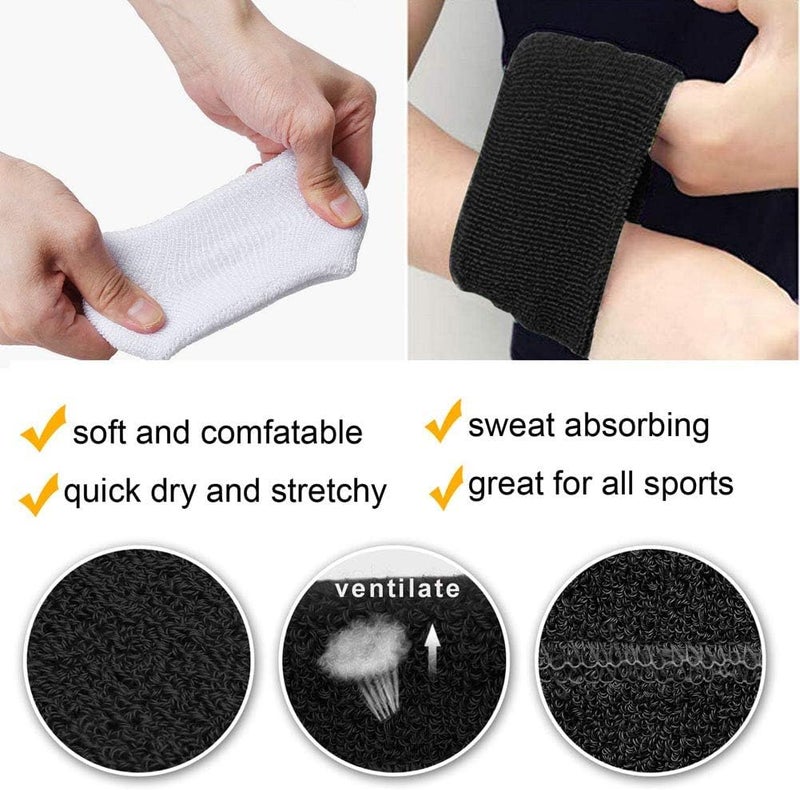 XFyt Sports Cricket Wrist Sweat Band | High Absorbtion Terry Cotton Thick Hand sweatbands for Gym, Workouts, Exercises Running and Cricket(1 Piece, Black) - Image 4