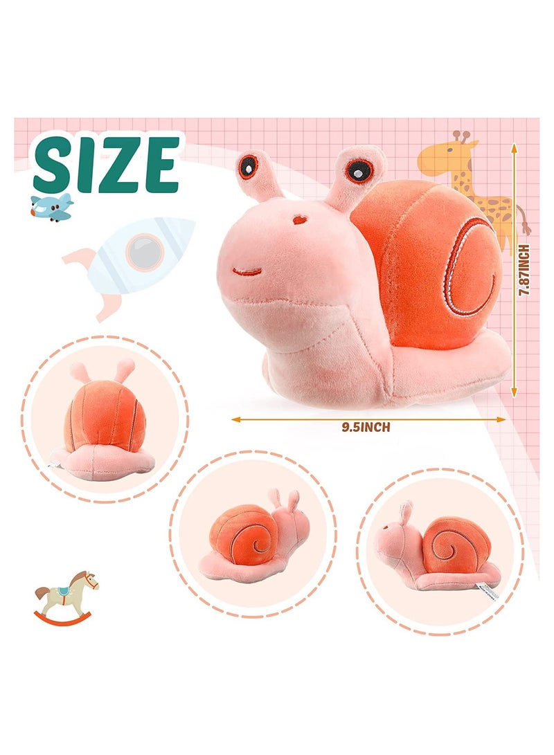 SYOSI 2 Pieces Snail Doll Plush Toy 7.87 Inch Cartoon Lovely Birthday Gift C ute Soft Snail Plush Toy Snail Stuffed Animal Toy Kawaii Animal Pillow for Home Decoration Gift Pink, Yellow  - Image 3