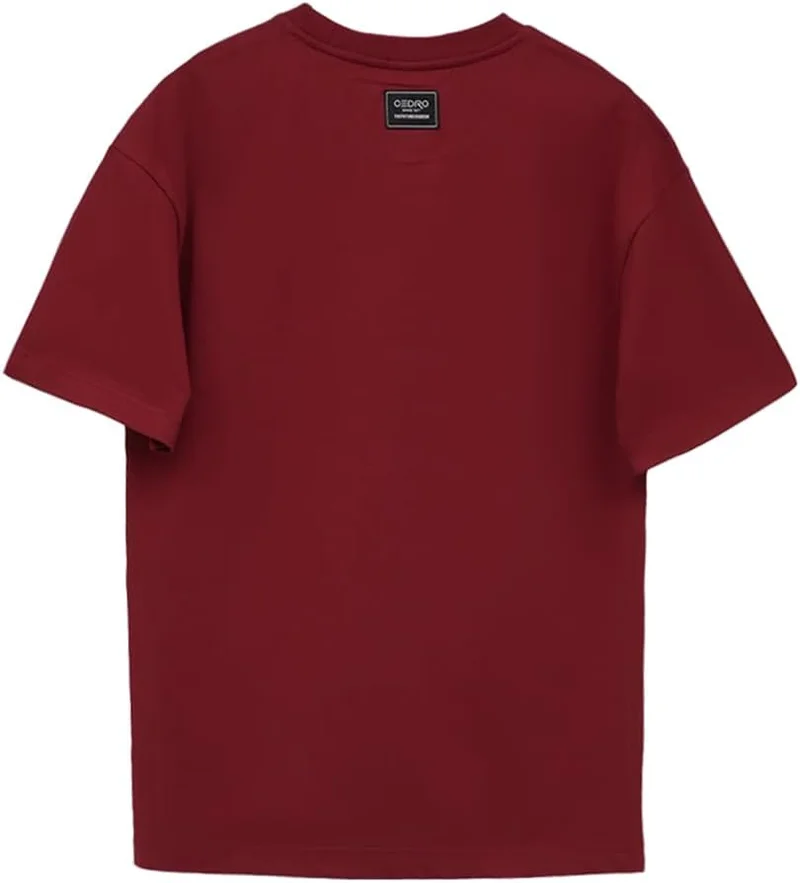 سيدرو Oversized Graphic T-Shirt with 'FUTUREISGREEN' Print in Wine Color