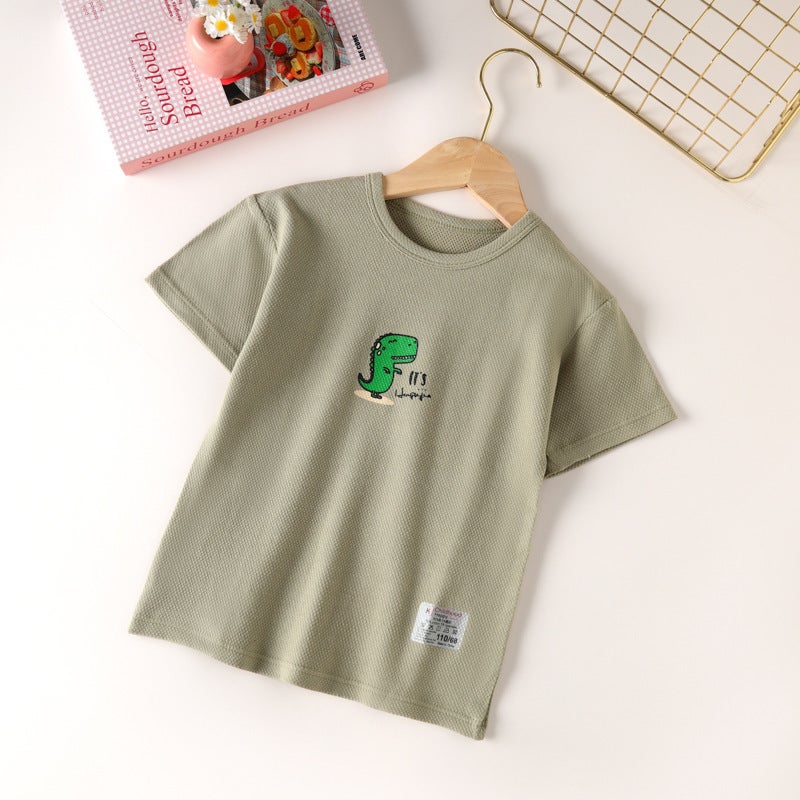 2025 Summer Children'S Cotton Short-Sleeved Boys' T-Shirt Boys And Girls Half-Sleeved Medium And Large Children'S Bottoming Top Girls' White T-Shirt - Image 1