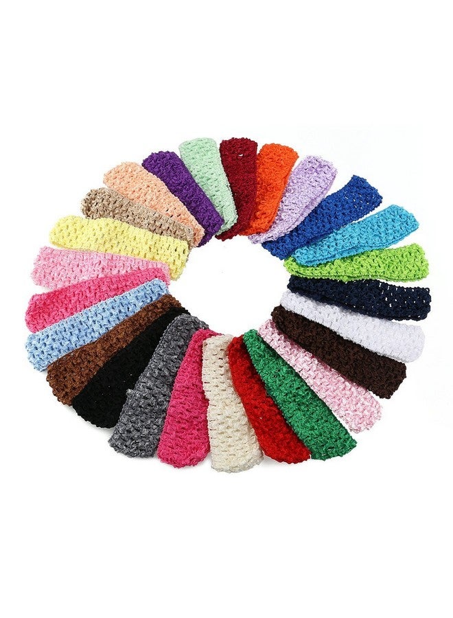 KW Collection Girl Baby Headbands Elastic Crochet Hair Bands Hair Accessories Elastics Ties Shaper Head Wrap Set Pack Of 25 Pcs In 25 Colors (Band: 1.6"×5.5", 25 Colors, 1 Pcs Per Color) - Image 1